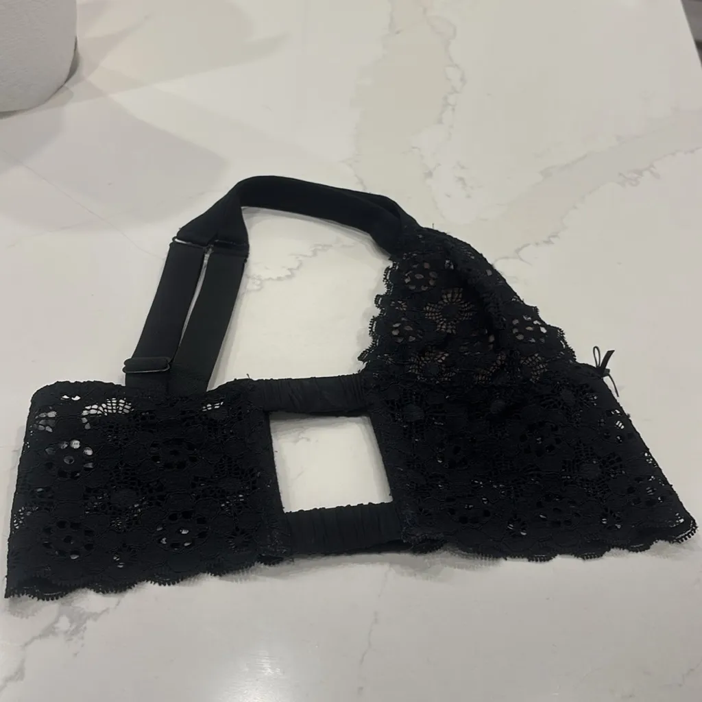 Fleur du Mal Black Crochet Long Line Bra - Image 11