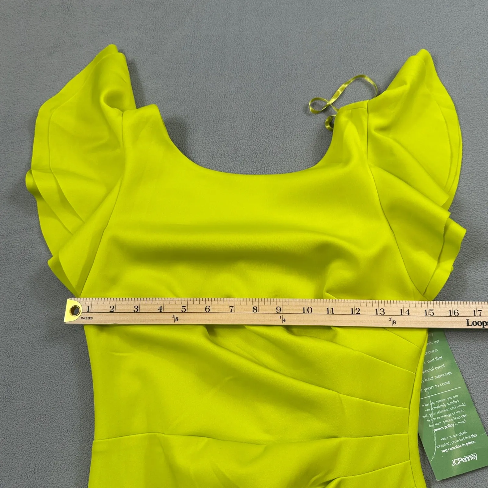 NWT Willow Glenn Dress Women 6 Chartreuse Green Party Ruffle Sleeve Back Zip - Image 4