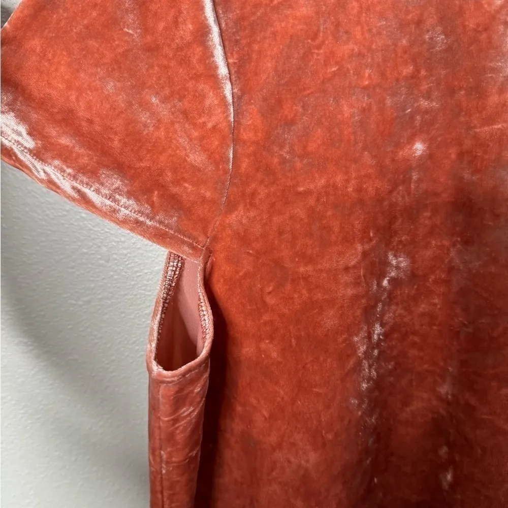 Madewell pink Peach Crushed blush velvet mocked dress tie back bow Size M - Image 7