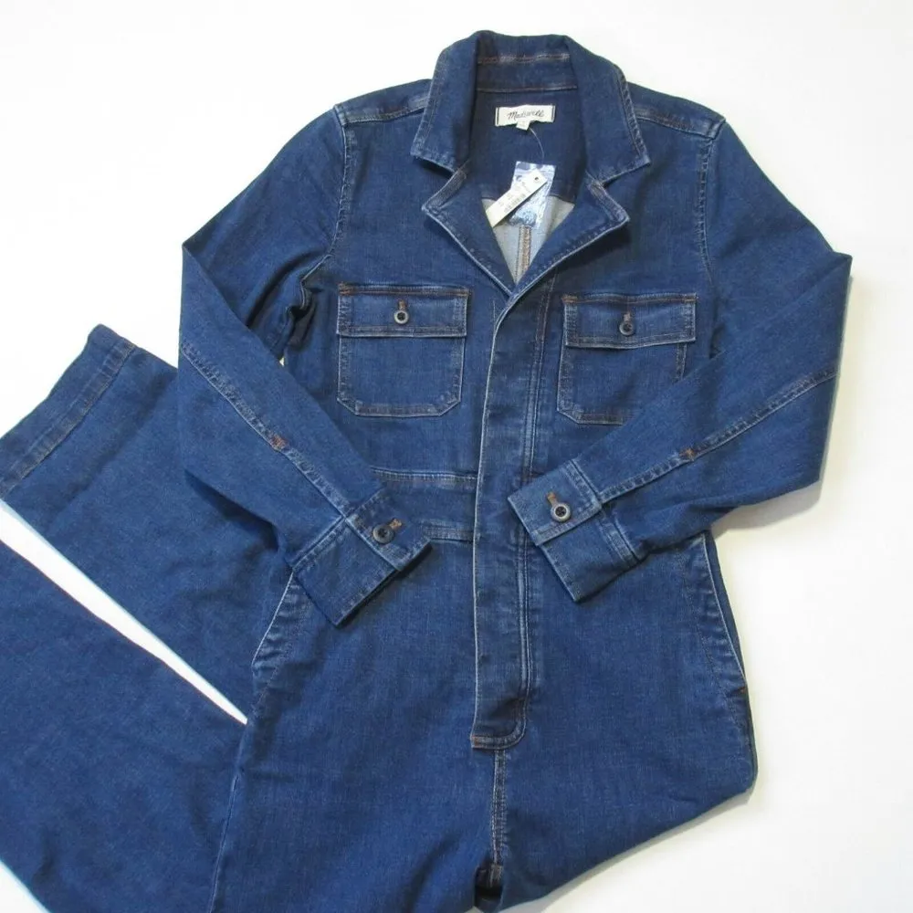 NWT Madewell Denim Slim Coverall Jumpsuit in Stanwick Wash Jean Button 0 - Image 4