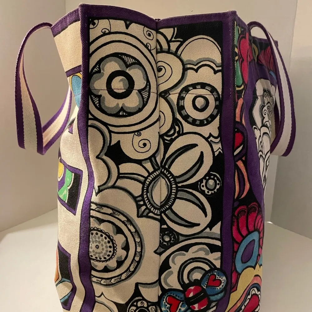 Brighton Groove II Bag Tote LOVE Canvas Colorful Zip Pocket LARGE Retro - Image 2