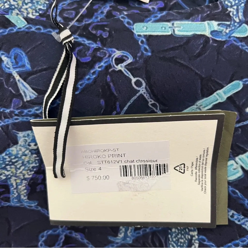 NWT Chiara Boni La Petite Robe Hiroko 1 Shoulder Midi Dress Chat Classique Blue - Image 14