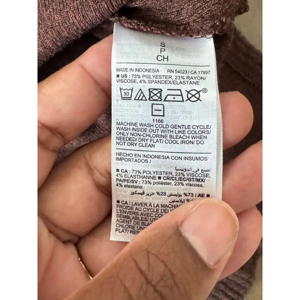 Old Navy Brown Plush Tee Long Sleeve V-Neck Top Small Soft Cozy Fall Basic - Image 2