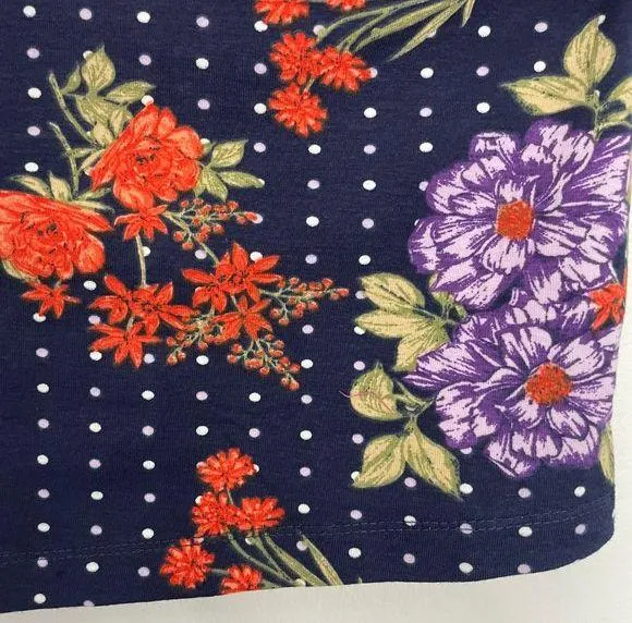 New  Floral Polka Dot Button Boatneck 3/4 Sleeve Tunic Top 14/16 - Image 7