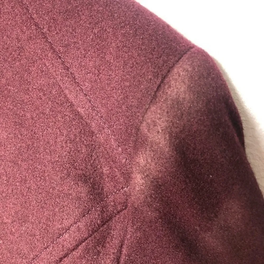 Kenneth coal wool blend burgundy pea coat jacket - Image 4