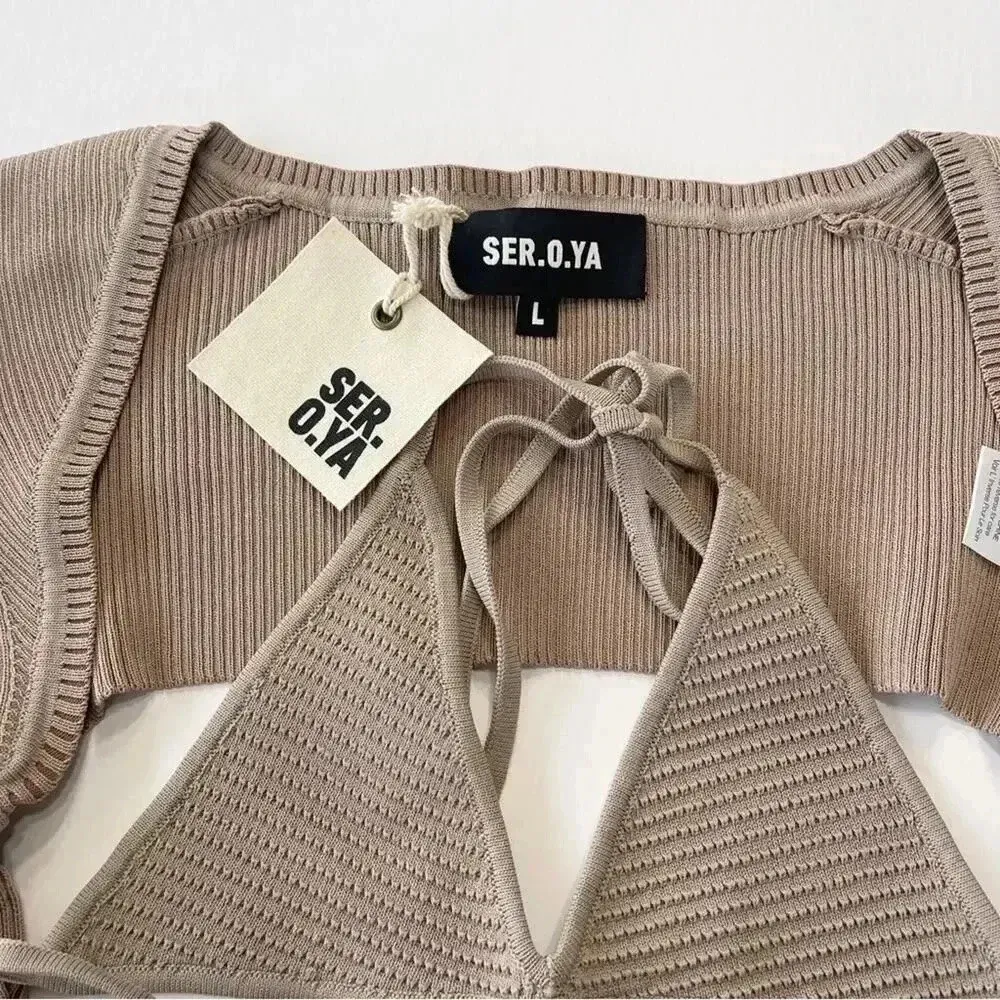 SER.O.YA Retrofête Dahlia Sweater Shrug Set Brown L NWT Size L - Image 11