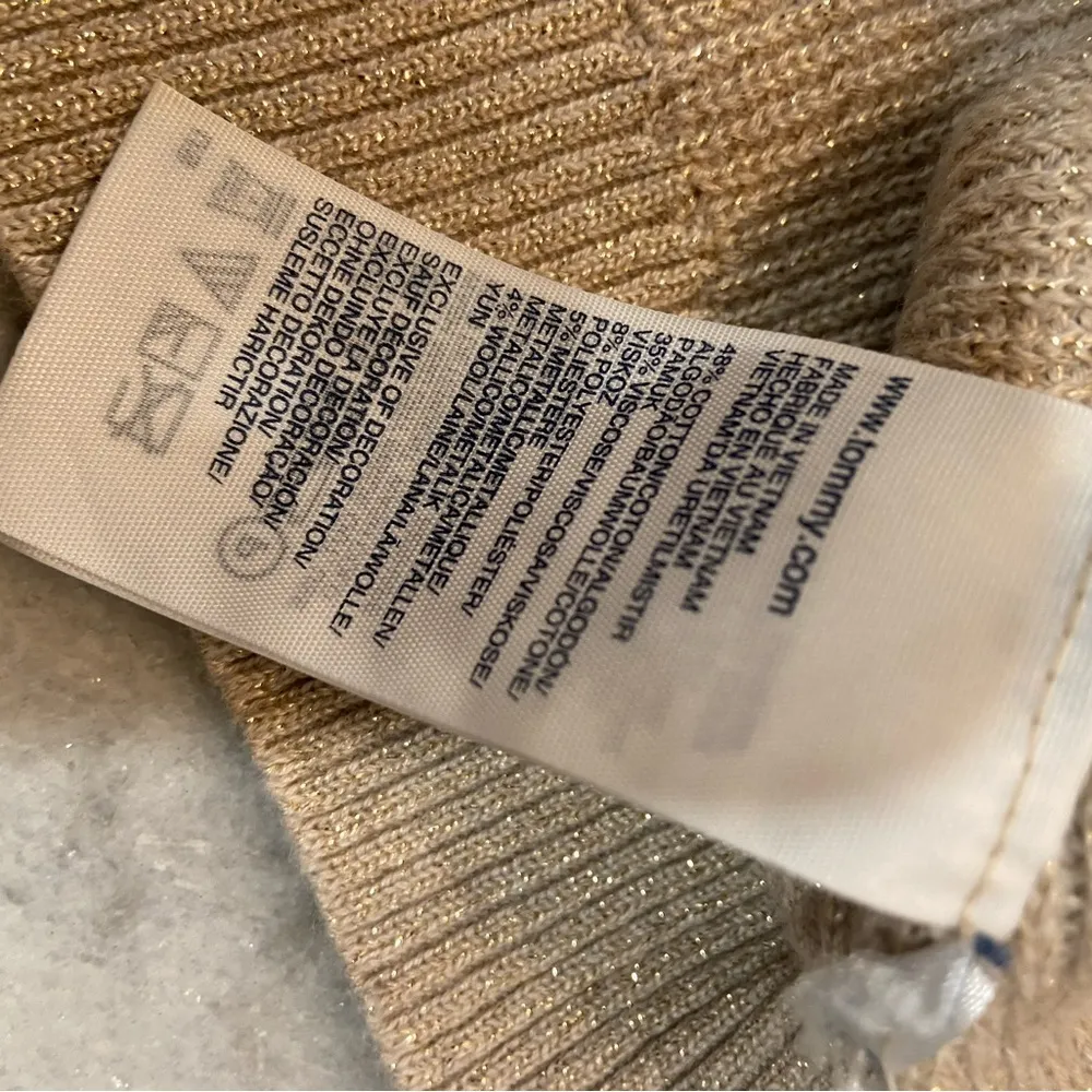 Tommy Hilfiger Sparkly Gold Knit Crew Neck Long Sleeve Pullover Sweater Size XL - Image 10