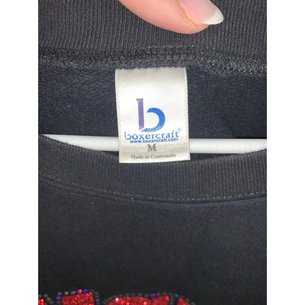 Angels Softball Women's Medium Black Graphic Sweatshirt Rhinestone Accents - Image 3