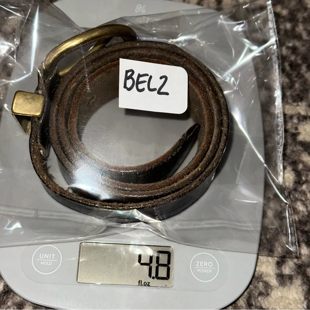 Vintage Y2K Size M Black Leather Round Solid Brass Buckle Belt - Image 9