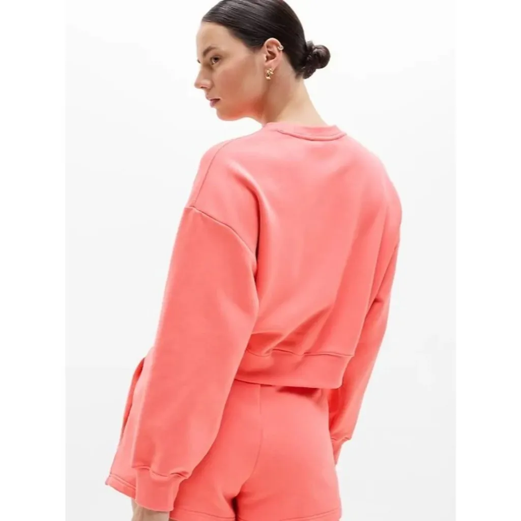 Athleta M Heavyweight Terry Ultra Crop Crew Sweatshirt Medium Mimosa Pink - Image 6