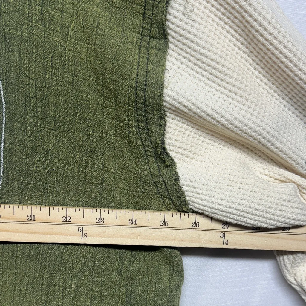 POLOversized  Olive Button-Up Shabby Chic Shirt /Jacket with Peace Sign - Image 11