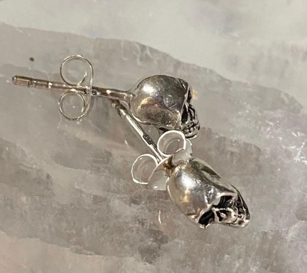 Sterling Silver Skull  Stud Earrings - Image 5