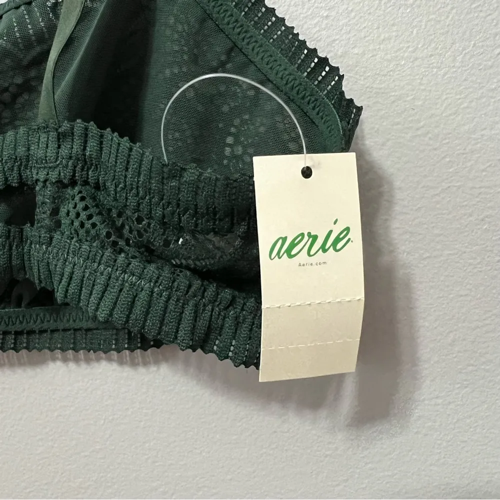 Aerie Coral Lace Bandeau Bralette Forest Green Size M New - Image 8