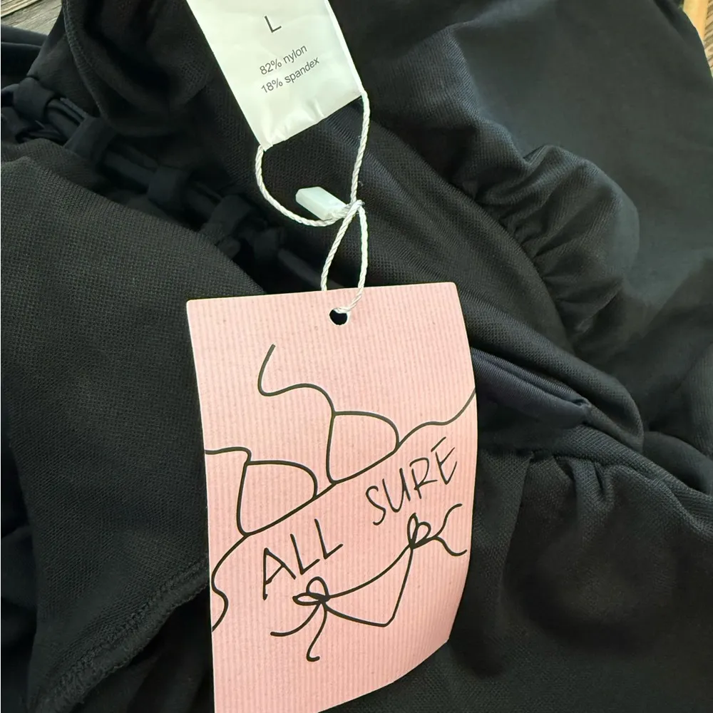 Black Swimsuit Lace‎ Up Open Back Size Large NWT - Image 5