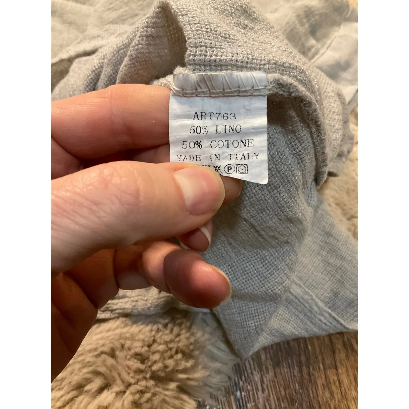 Catwalk Studio Linen Blend Size Large Short Sleeve Made Italy Shirt Blouse Weave Tan - Image 5