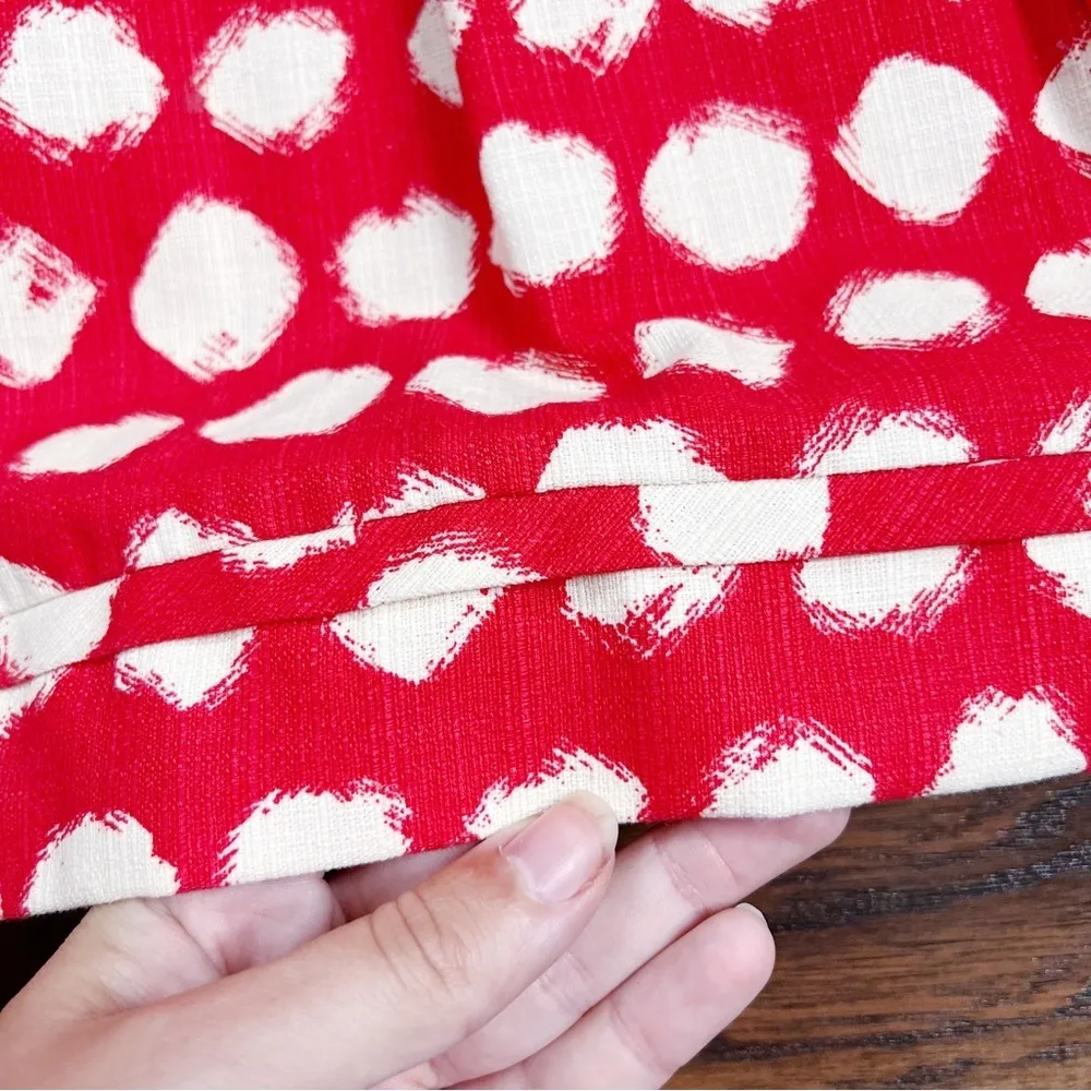 Eliza J • Belted A-Line Dress halter polka dot red orange white mini sleeveless - Image 8