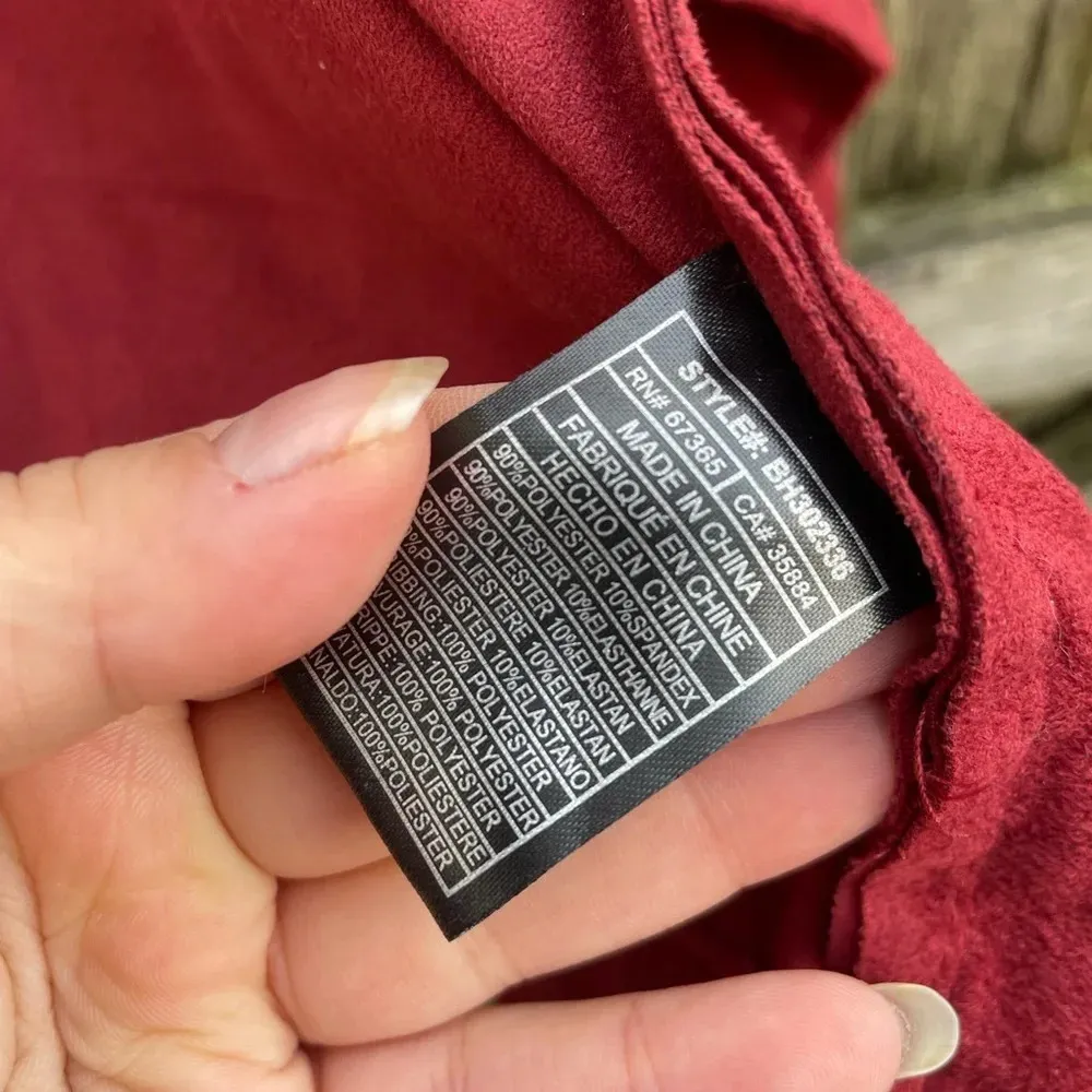 BB DAKOTA RED FAUX SUEDE DRAPE JACKET - Image 4