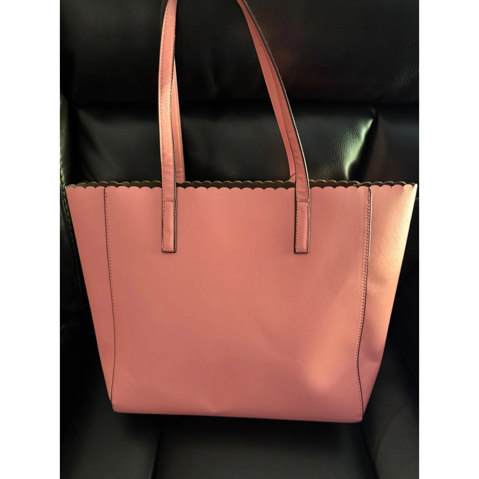 Kate‎ Spade New York Pink Tote Bag Scalloped Edges Satchel Purse Bow Detail - Image 5