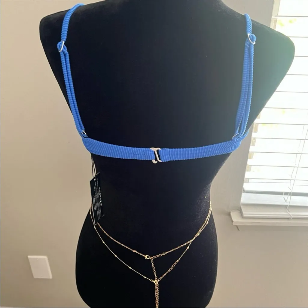 OneOne Lupita Bikini‎ Top Medium Blue Ribbed NWT - Image 6