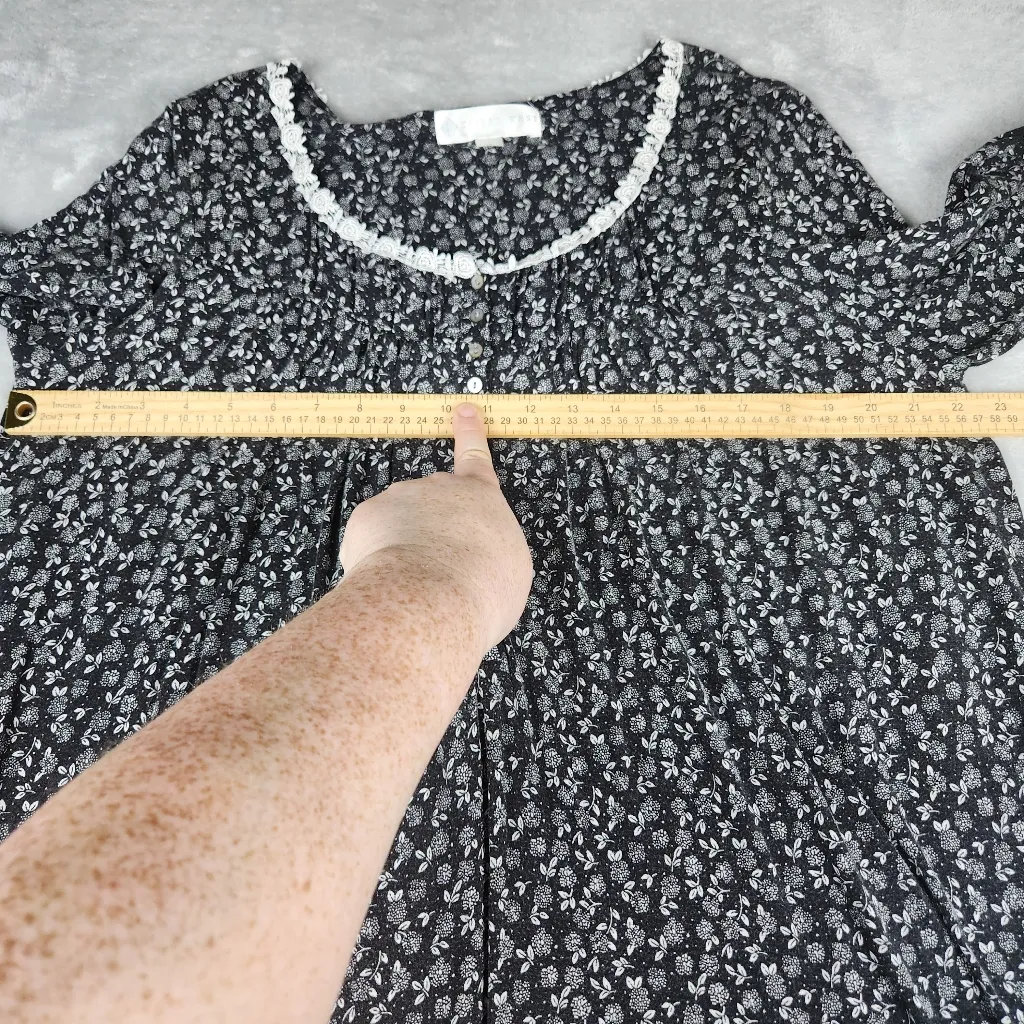 Eileen West Womens Nightgown Floral Size M Medium Black - Image 6