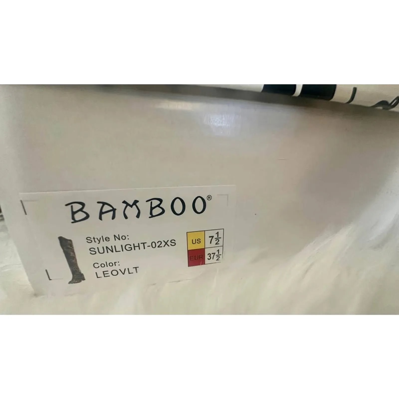 NIB: Bamboo leopard print; over the knee; heels; open toe - Image 7