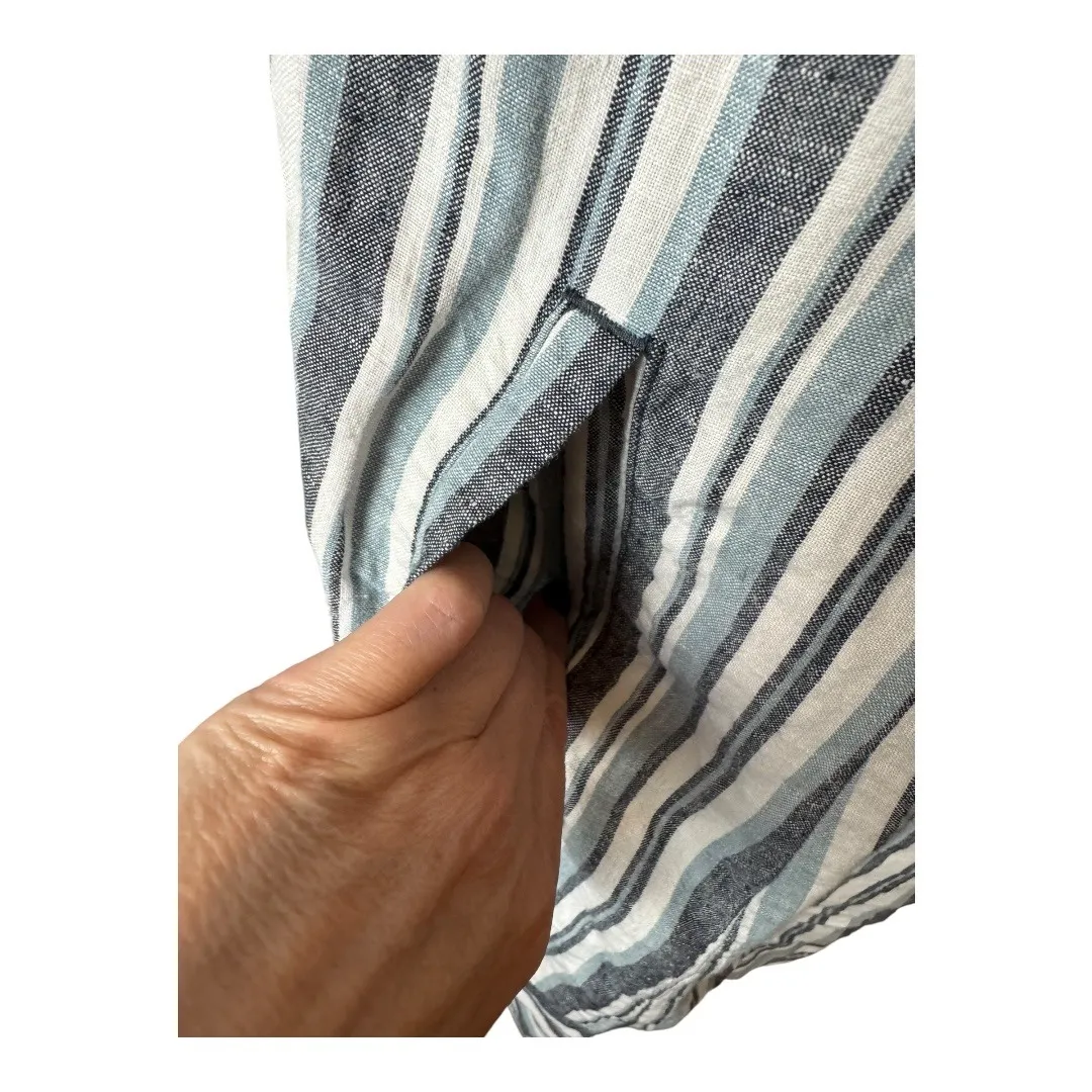 J Jill Love Linen Dress Women XS Blue White Striped Linen Shift Preppy Lagenlook - Image 6