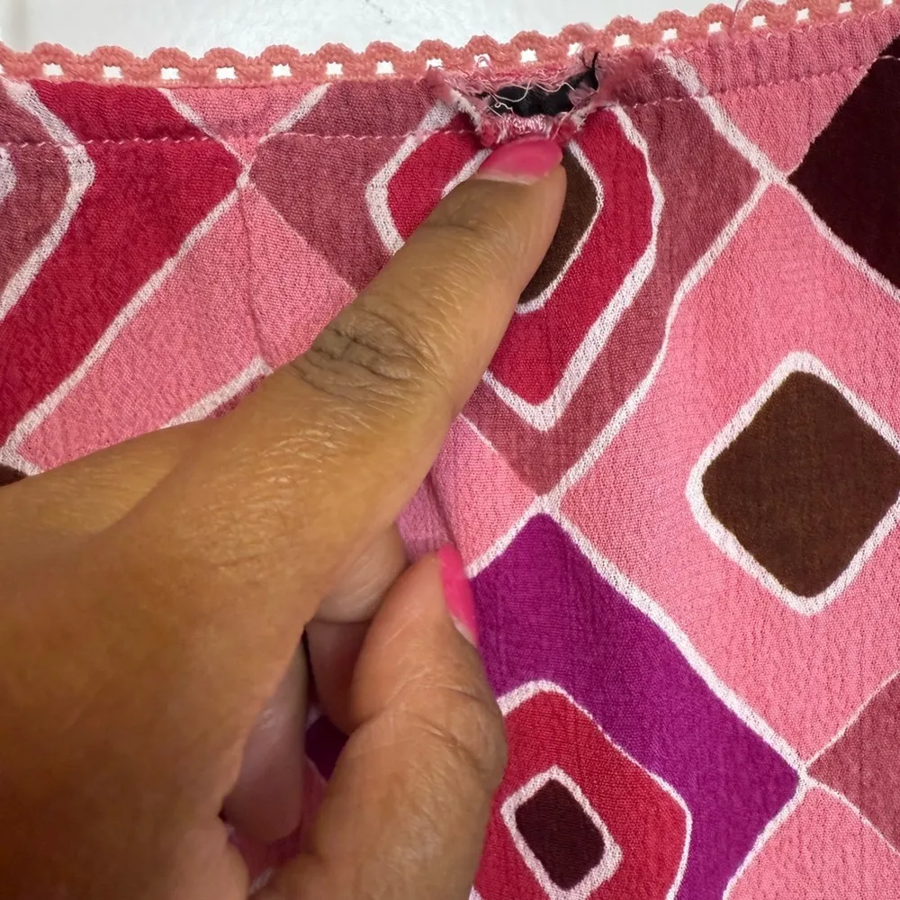 Vintage Y2K Skirt Embellished Sequin Diamond Print Ruffle Hem Size Large Pink - Image 7