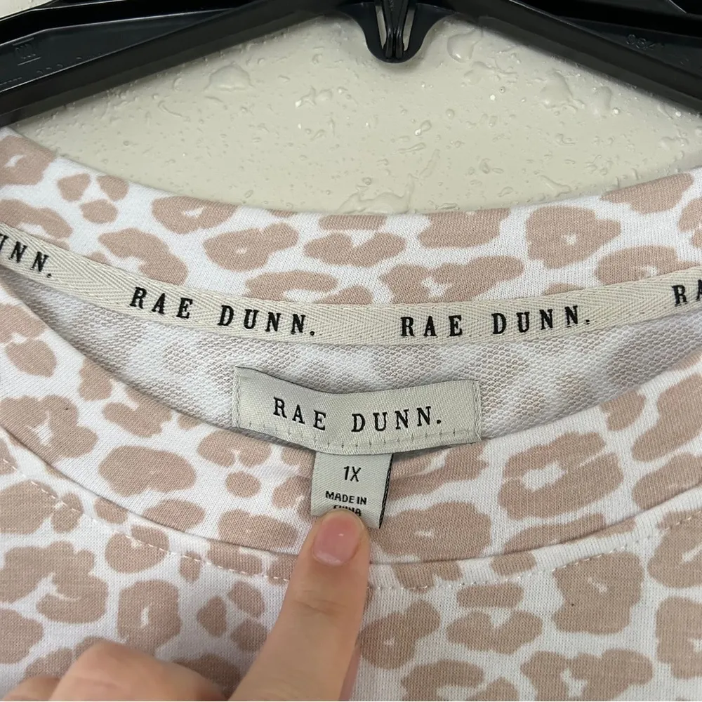 NWT Rae Dunn Animal Print Cream White Crew Neck Sweatshirt Football Mom 1X - Image 2