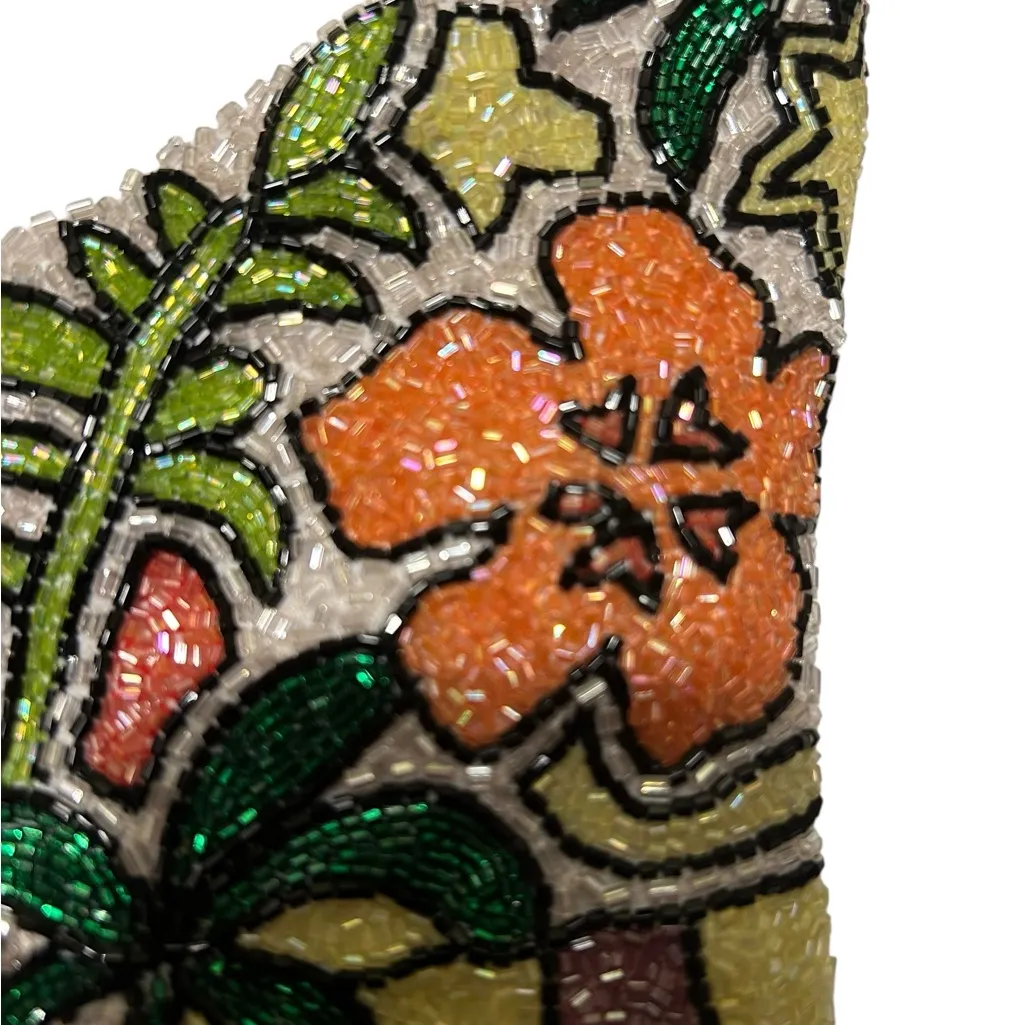 New Anthropologie Oceanus Swimwear Bikini Bottom beaded white Medium pineapple - Image 3