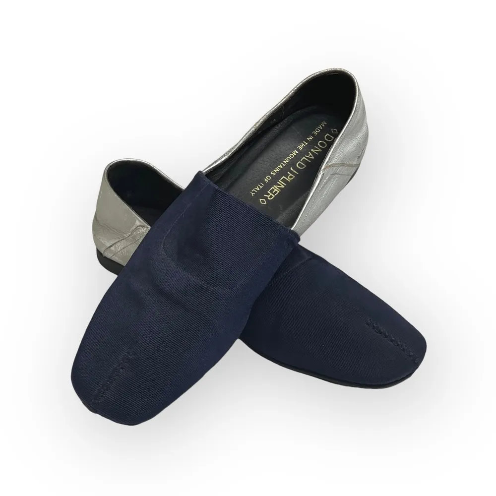 Donald J Pliner® ༄ Audra Leather Espadrille Flats ༄ Navy + White Metallic ༄ 9.5M Size 9.5 - Image 13