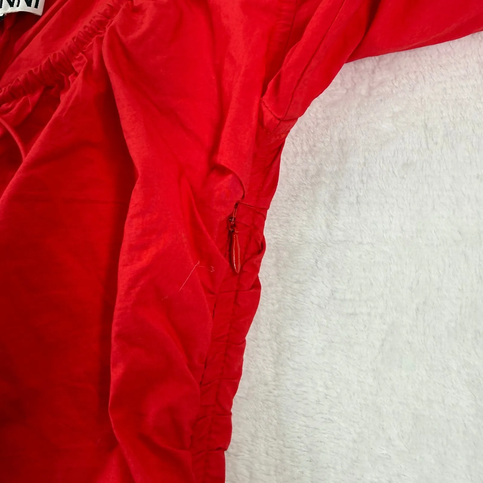 GANNI Poplin U Neck Dress Red Organic Cotton Size 36 US 4 Style F9006 - Image 12