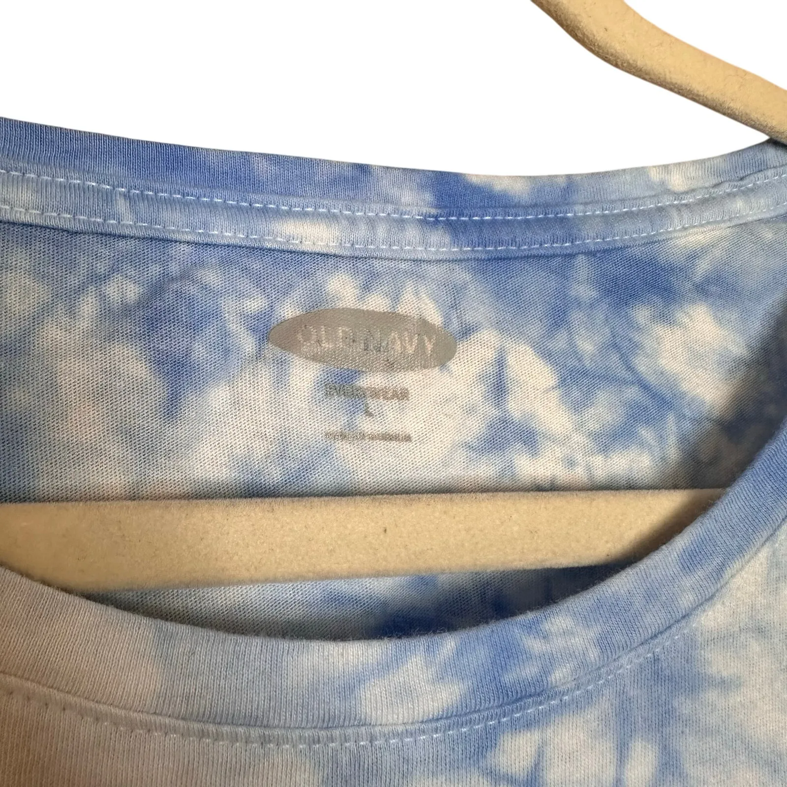 Old Navy Sunshine & Smoothies Blue Tie Dye Cotton Short Sleeve T-shirt Sz Large - Image 4