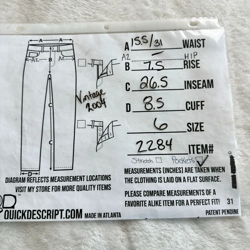 Vintage Gap 1969 Jeans Womens 6 Blue Flared Distressed Extra Low Rise Y2K 00s 04 - Image 3