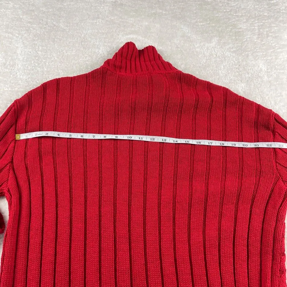 Crazy Horse Liz‎ Claiborne Cable Knit Cardigan Sweater Womens L Red Button Front - Image 12