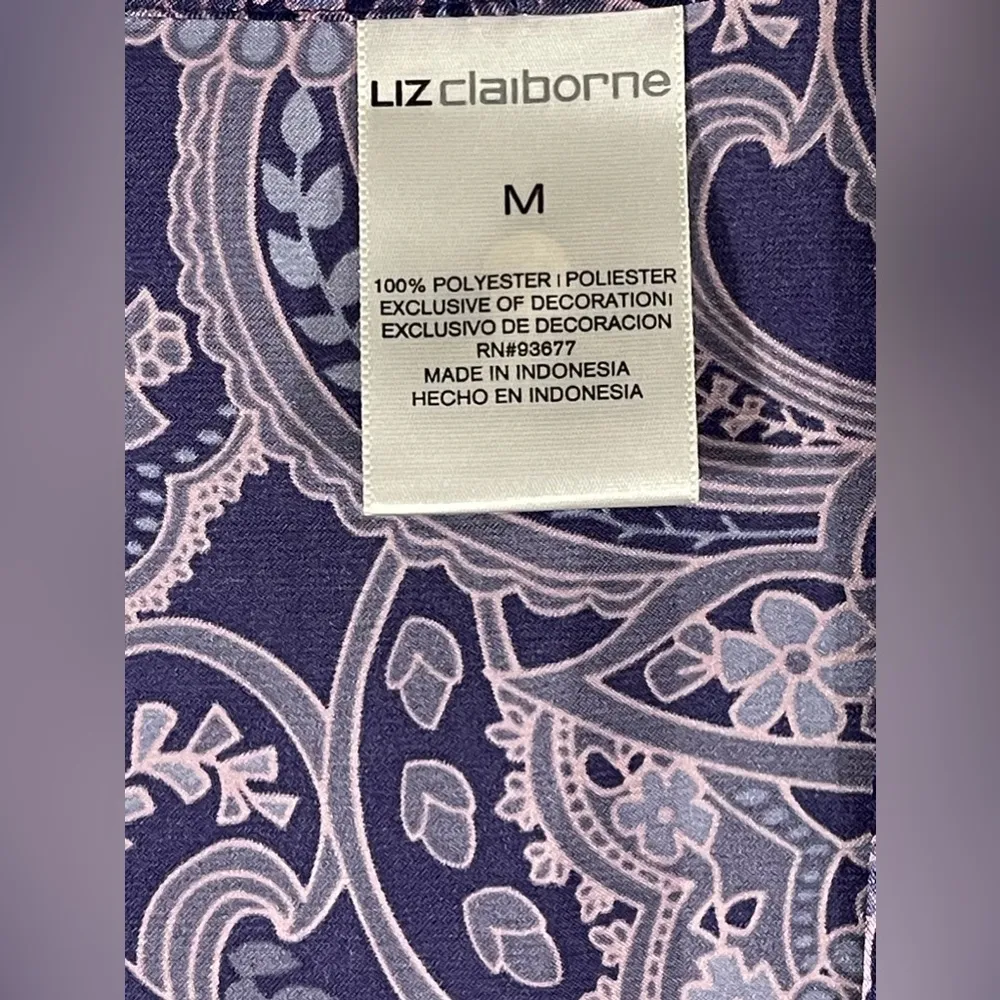Liz Claiborne Women’s Loungewear Satin Feel Purple Paisley Robe Size M NWOT - Image 11