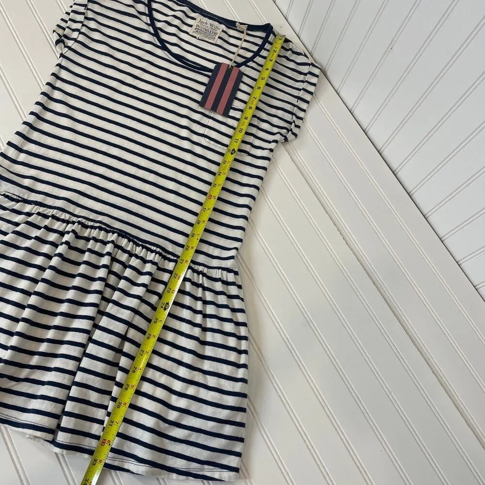 NWT Jack Wills Blue & White Stripe Short Sleeve Mini Peplum Dress Size 4 - Image 5