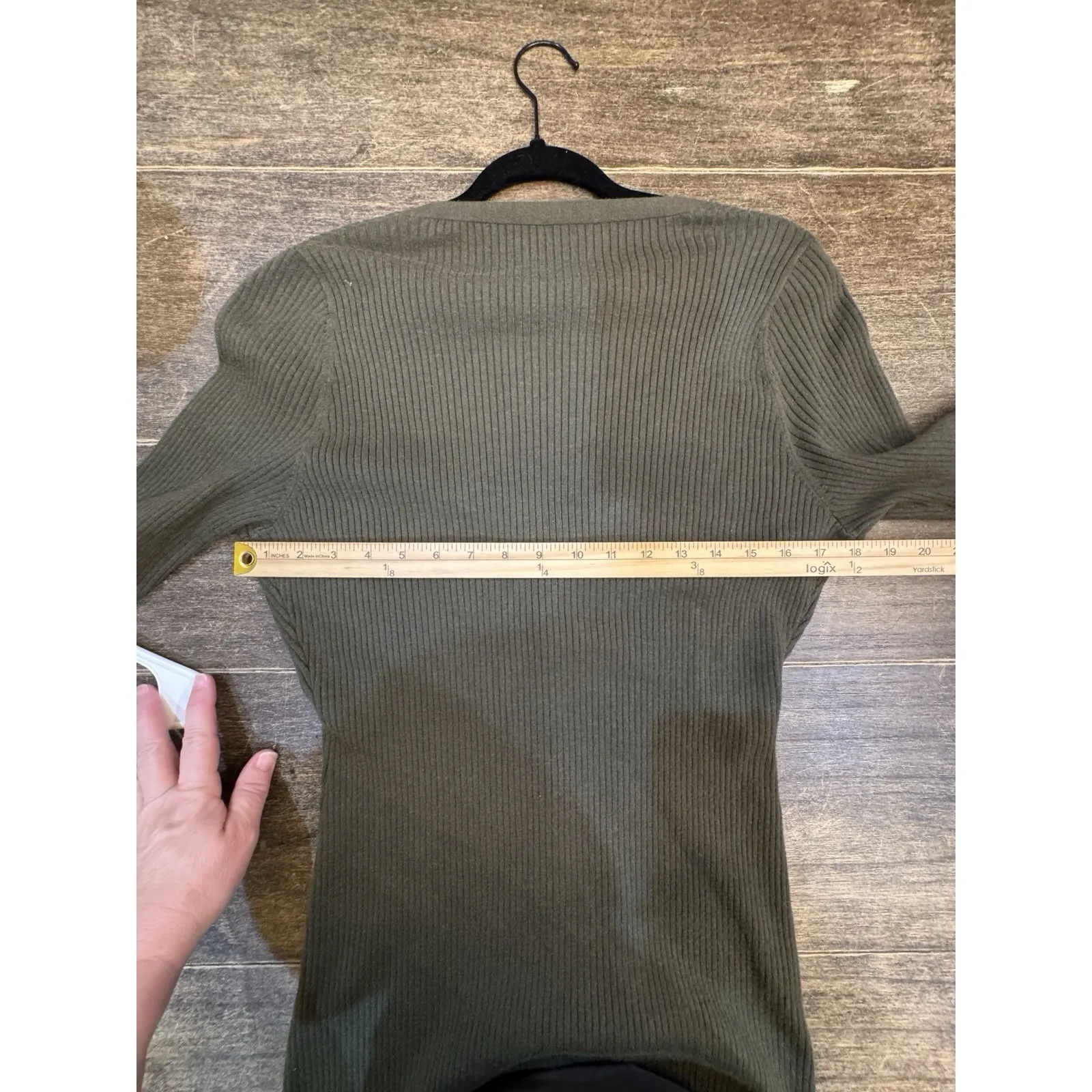 L'Agence Maci Button Duster Cardigan Ribbed Sweater Dress in ivy green Size XL - Image 8