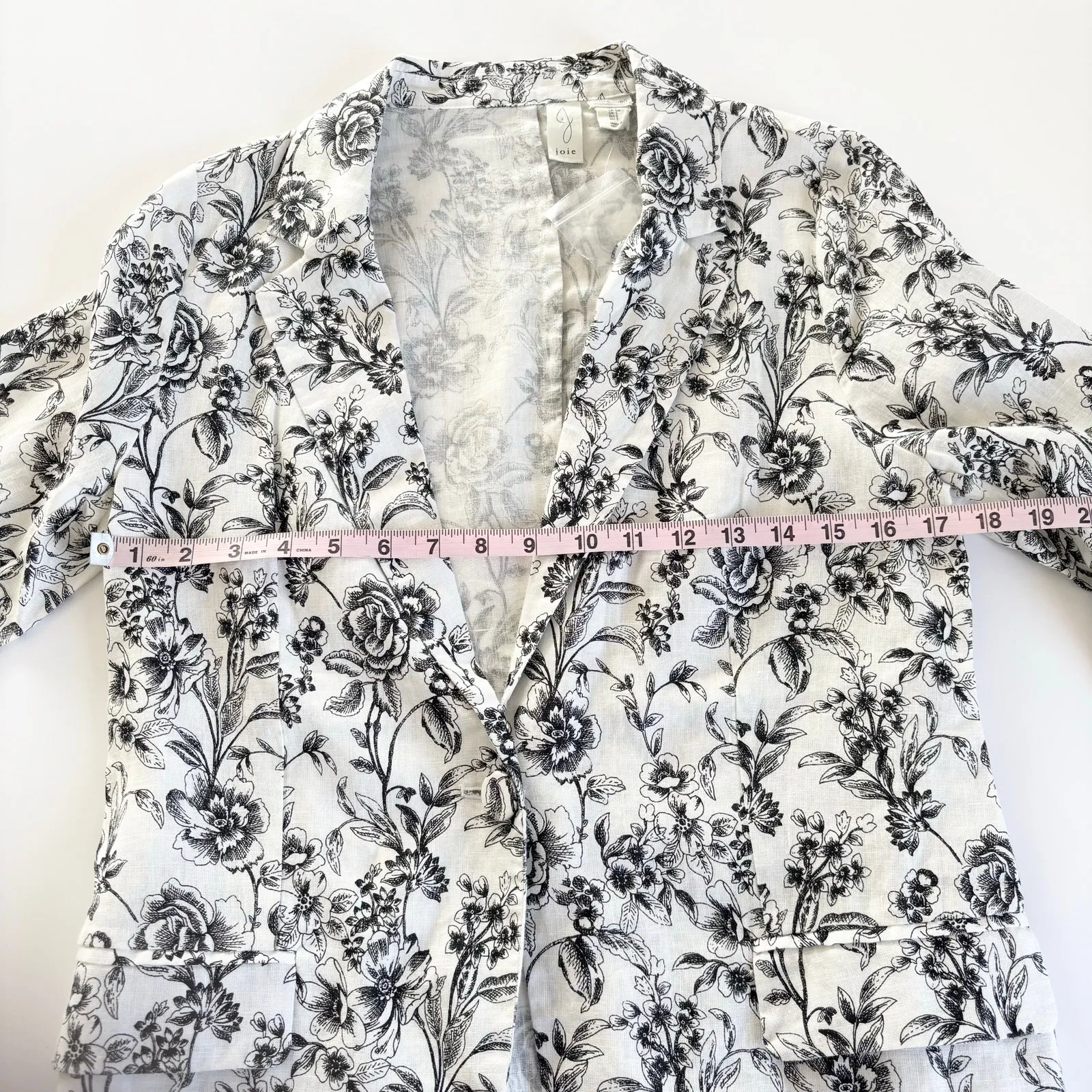 JOIE Linen White and Black Floral Blazer Jacket Women’s Small NEW Formal Chic - Image 4