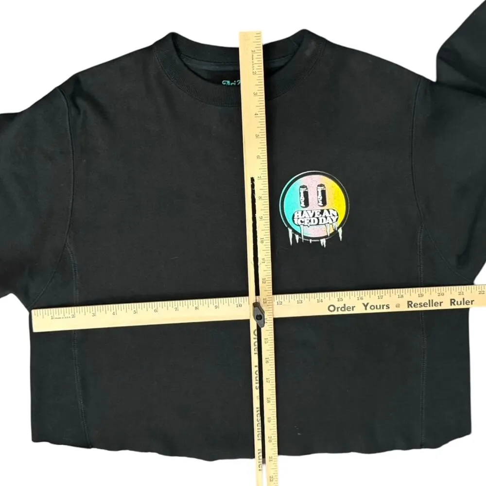 Arizona Iced Tea Black Have An Iced Day Cropped Crew Neck Sweatshirt size S - Image 4