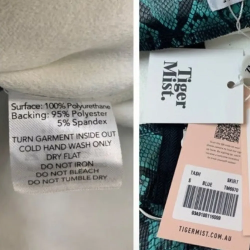 Tiger Mist Womens Tash Faux Leather Mini Skirt Small Blue Snake Print - Image 6