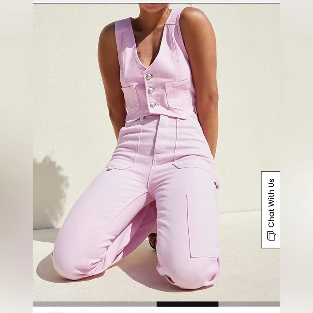 PacSun Fitted Denim Vest new with tags 
Pink Cropped Vest with Button Details M - Image 2