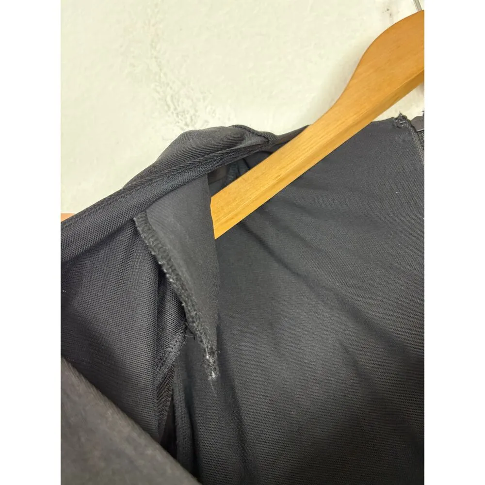 Alice + Olivia Kyra Deep V Drapey LS Mini Dress Size 0 Black Ruched Long Sleeve - Image 12