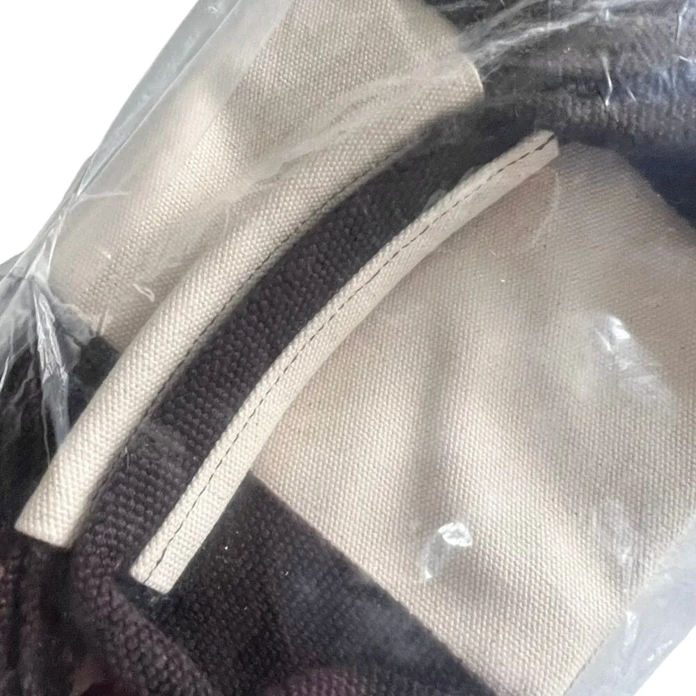 NEW Le Bar Marche LG CANVAS TOTE BAG 18.5" La Plage Beach Pool Grocery Packable Brown - Image 10