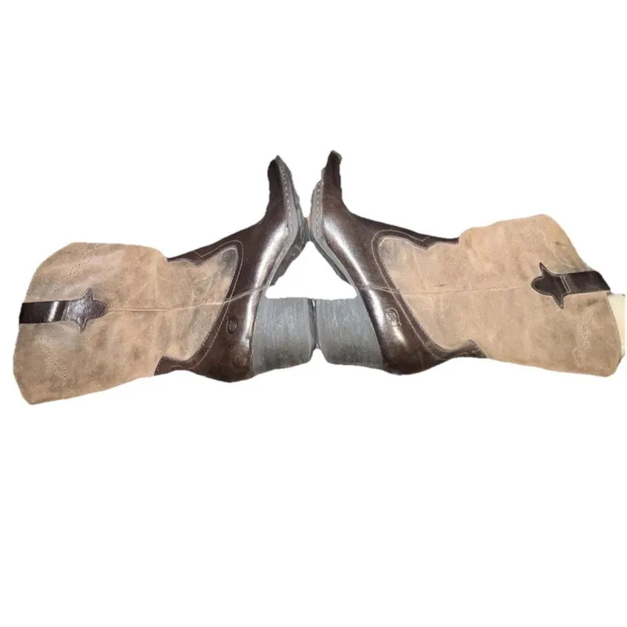 Born Sonoma Brown Leather & Suede Western Boho Festival Boots Size 6 - Image 2