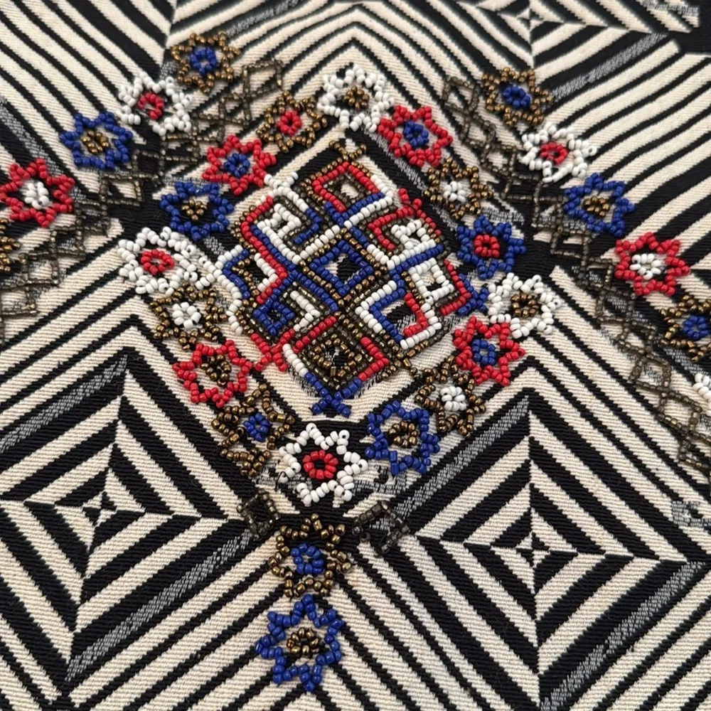 Free People New Romantics Mini Geometric Shift Beaded Dress Small - Image 4