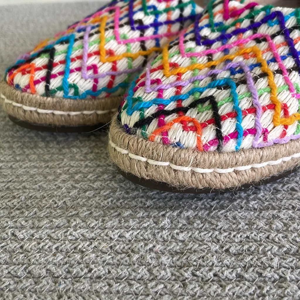 Yute Mexican Rainbow Embroidered Jute Espadrilles Size 9 Equivalent Pink - Image 3