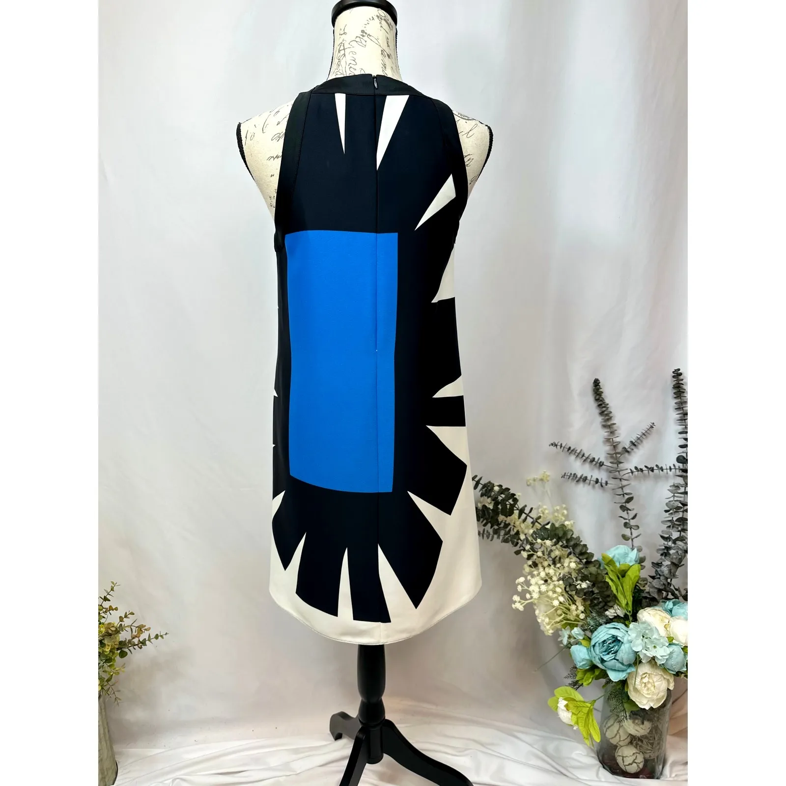 365 Art Marella Marea Abstract Print Sleeveless Dress Blue Black 4 - Image 9