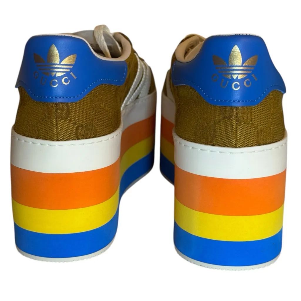 Gucci x Adidas Gazelle Platform Sneakers in GG Canvas Size 8 - Image 6