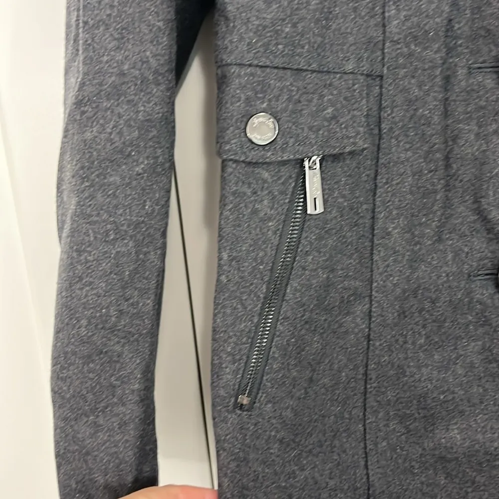 New Kenneth Cole Size 6 Gray Melton Wool Blend Peacoat with Pockets - Image 5