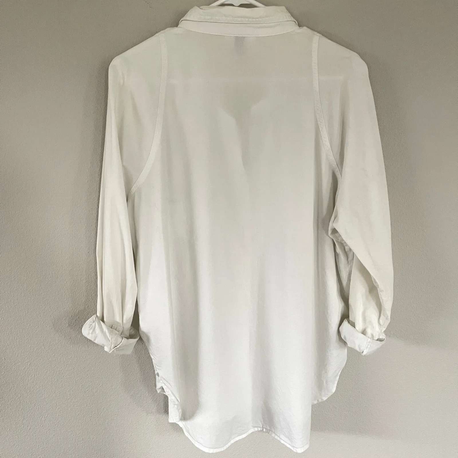Universal Thread White Cotton Oversized Button Down Shirt (L) - Image 3